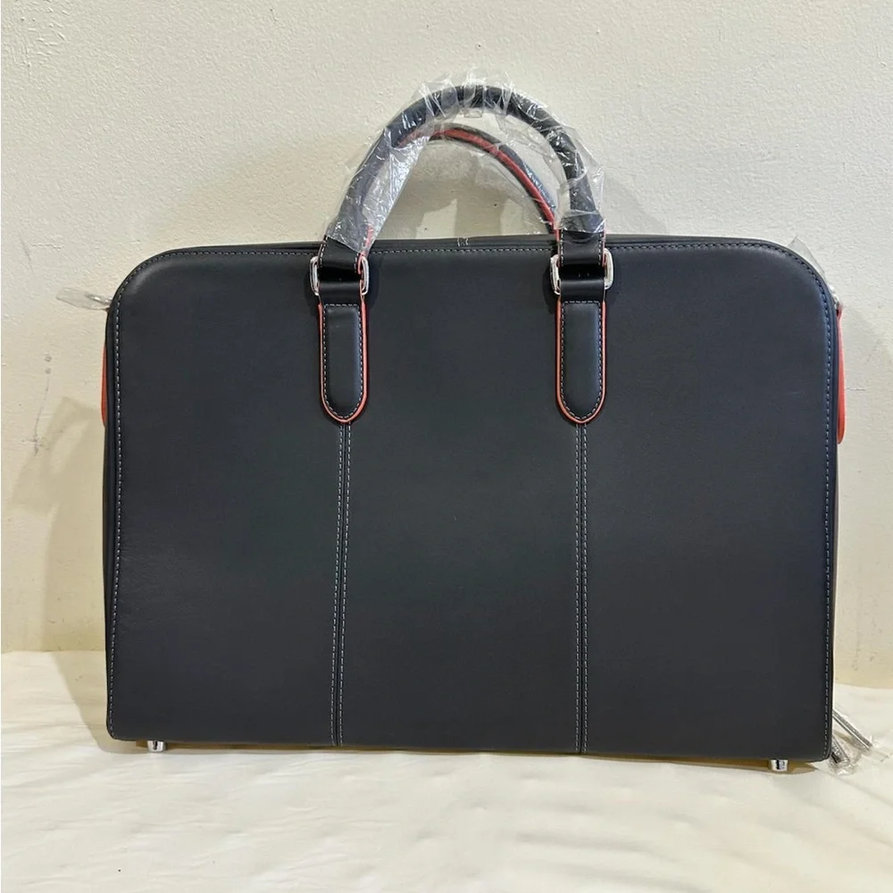 Platinum Classic Black Men's Briefcase with Red Accents